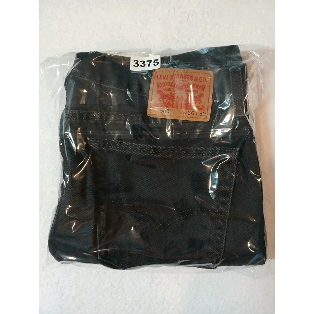 Levis 505 Regular Fit Straight Leg Black Jeans Mens 36x30 WaterLess Denim Pants